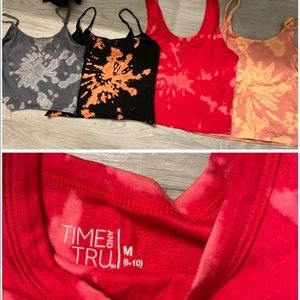 Cropped bleach tie dyed tank tops